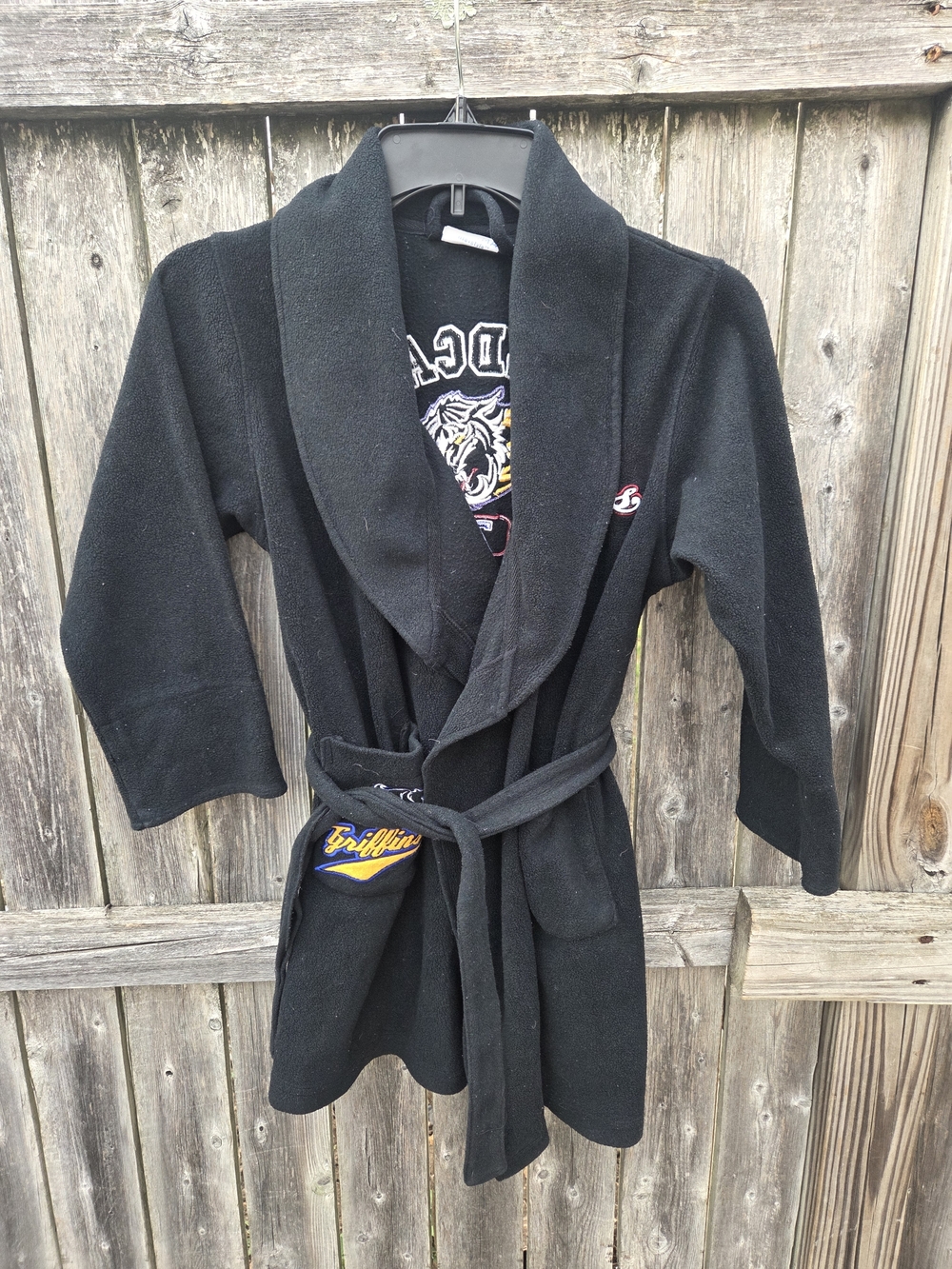 Sonoma Black Kids Robe with Embroidered Patch